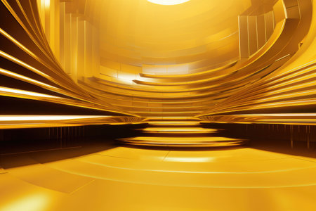 Gold podium color 3D background with geometric shapes for product presentation minimal style, stage. Generative AI.の素材