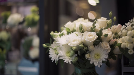 Colorful mixed flower bouquet background, beautiful, vivid. Generative AI.の素材