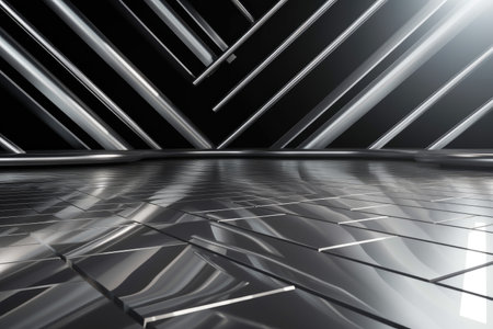 Silver podium color 3D background with geometric shapes for product presentation minimal style, stage, silver background. Generative AI.の素材
