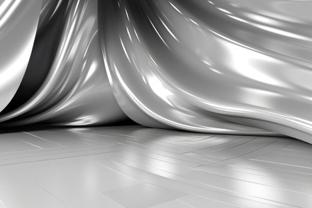 Silver podium color 3D background with geometric shapes for product presentation minimal style, stage, silver background. Generative AI.の素材