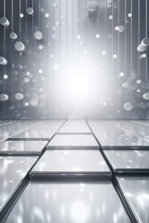 Silver podium color 3D background with geometric shapes for product presentation minimal style, stage, silver background. Generative AI.の素材