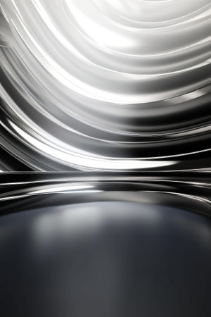 Silver podium color 3D background with geometric shapes for product presentation minimal style, stage, silver background. Generative AI.の素材
