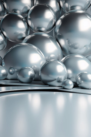 Silver podium color 3D background with geometric shapes for product presentation minimal style, stage, silver background. Generative AI.の素材