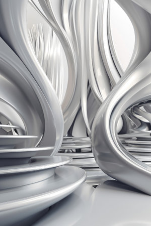 Silver podium color 3D background with geometric shapes for product presentation minimal style, stage, silver background. Generative AI.の素材