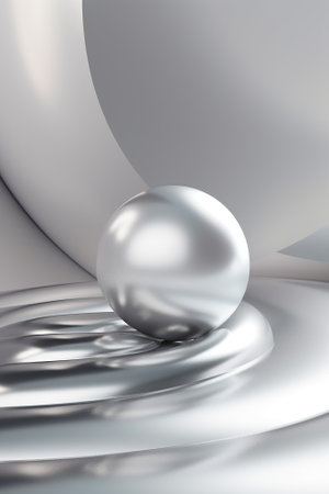 Silver podium color 3D background with geometric shapes for product presentation minimal style, stage, silver background. Generative AI.の素材