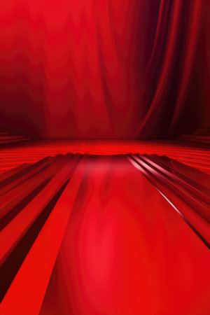 Red podium color 3D background with geometric shapes for product presentation minimal style, stage, red background. Generative AI.の素材