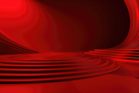 Red podium color 3D background with geometric shapes for product presentation minimal style, stage, red background. Generative AI.の素材