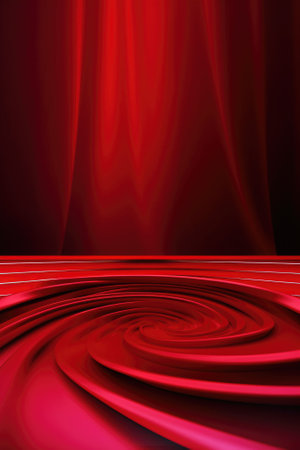 Red podium color 3D background with geometric shapes for product presentation minimal style, stage, red background. Generative AI.の素材