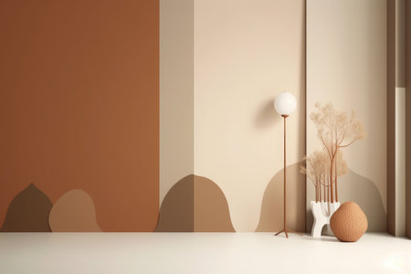 Podium color 3D background with geometric shapes for product presentation minimal style, stage. Generative AI.の素材