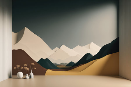 Podium color 3D background with geometric shapes for product presentation minimal style, stage. Generative AI.の素材