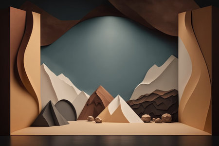 Podium color 3D background with geometric shapes for product presentation minimal style, stage. Generative AI.の素材