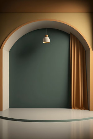 Podium color 3D background with geometric shapes for product presentation minimal style, stage. Generative AI.の素材