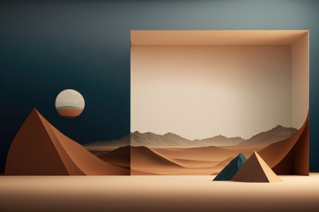 Podium color 3D background with geometric shapes for product presentation minimal style, stage. Generative AI.の素材