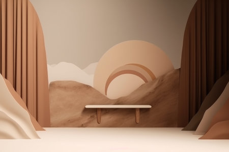 Podium color 3D background with geometric shapes for product presentation minimal style, stage. Generative AI.の素材