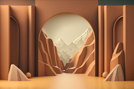 Podium color 3D background with geometric shapes for product presentation minimal style, stage. Generative AI.の素材