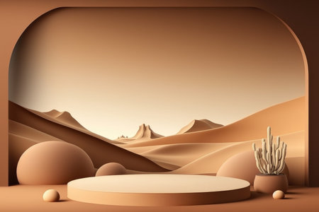 Podium color 3D background with geometric shapes for product presentation minimal style, stage. Generative AI.の素材