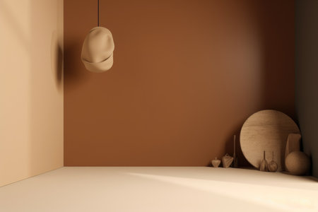 Podium color 3D background with geometric shapes for product presentation minimal style, stage. Generative AI.の素材