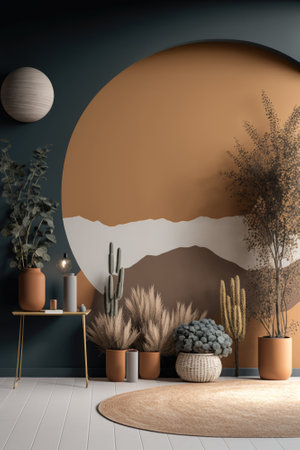 Podium color 3D background with geometric shapes for product presentation minimal style, stage. Generative AI.の素材