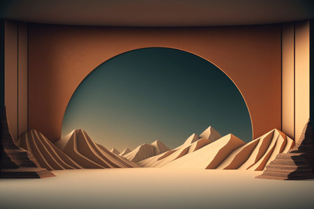 Podium color 3D background with geometric shapes for product presentation minimal style, stage. Generative AI.の素材