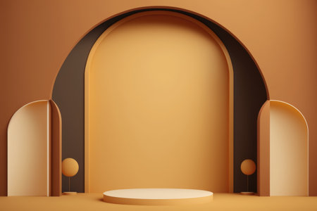 Podium color 3D background with geometric shapes for product presentation minimal style, stage. Generative AI.の素材