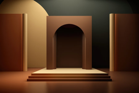 Podium color 3D background with geometric shapes for product presentation minimal style, stage. Generative AI.の素材