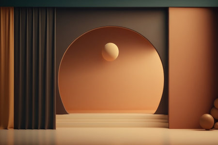 Podium color 3D background with geometric shapes for product presentation minimal style, stage. Generative AI.の素材
