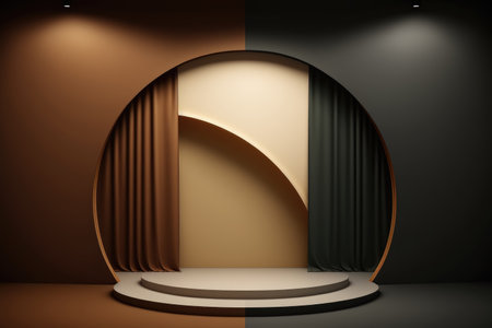 Podium color 3D background with geometric shapes for product presentation minimal style, stage. Generative AI.の素材
