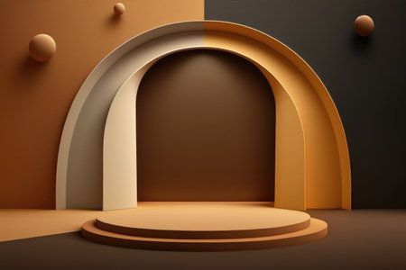 Podium color 3D background with geometric shapes for product presentation minimal style, stage. Generative AI.の素材