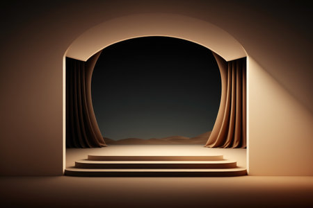 Podium color 3D background with geometric shapes for product presentation minimal style, stage. Generative AI.の素材
