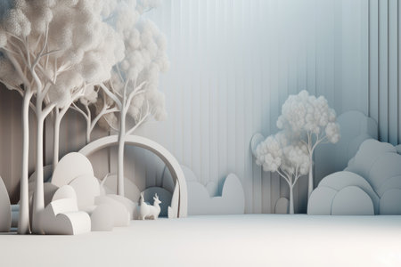 Podium color 3D background with geometric shapes for product presentation minimal style, stage, nature. Generative AI.の素材