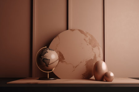 Podium color 3D background with geometric shapes for product presentation minimal style, stage, nature. Generative AI.の素材