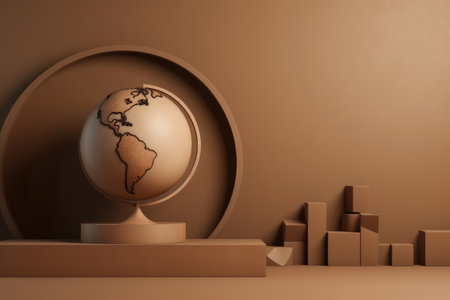 Podium color 3D background with geometric shapes for product presentation minimal style, stage, nature. Generative AI.の素材