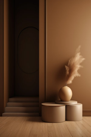 Podium color 3D background with geometric shapes for product presentation minimal style, stage, nature. Generative AI.の素材