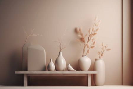 Podium color 3D background with geometric shapes for product presentation minimal style, stage, nature. Generative AI.の素材