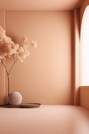 Podium color 3D background with geometric shapes for product presentation minimal style, stage, nature. Generative AI.の素材