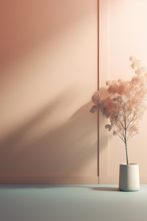 Podium color 3D background with geometric shapes for product presentation minimal style, stage, nature. Generative AI.の素材