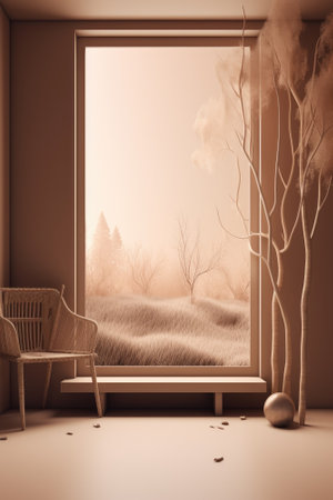 Podium color 3D background with geometric shapes for product presentation minimal style, stage, nature. Generative AI.の素材