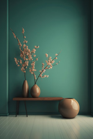 Podium color 3D background with geometric shapes for product presentation minimal style, stage, nature. Generative AI.の素材