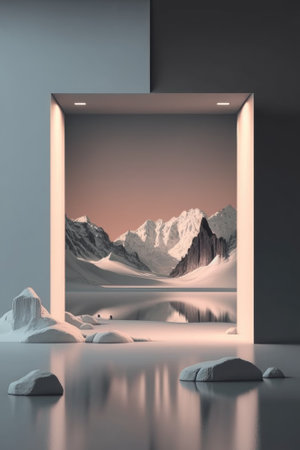 Podium color 3D background with geometric shapes for product presentation minimal style, stage, nature. Generative AI.の素材