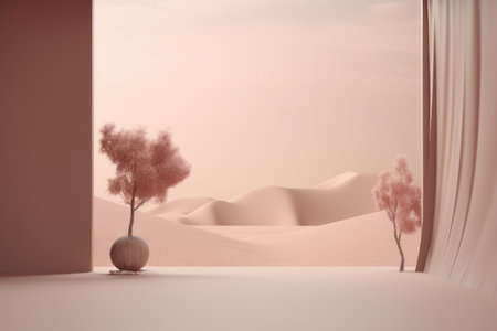 Podium color 3D background with geometric shapes for product presentation minimal style, stage, nature. Generative AI.の素材