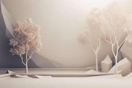 Podium color 3D background with geometric shapes for product presentation minimal style, stage, nature. Generative AI.の素材