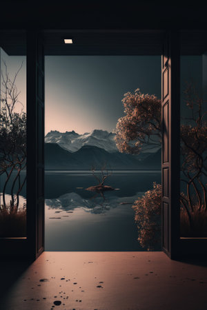 Podium color 3D background with geometric shapes for product presentation minimal style, stage, nature. Generative AI.の素材