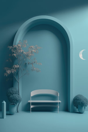 Living room interior background, nature. Created with Generative AI.の素材