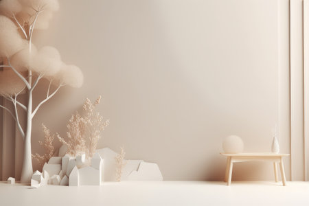 Living room interior background, nature. Created with Generative AI.の素材