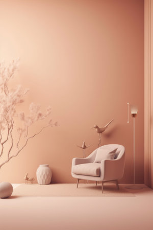 Living room interior background, nature. Created with Generative AI.の素材