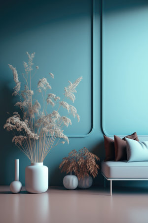 Living room interior background, nature. Created with Generative AI.の素材