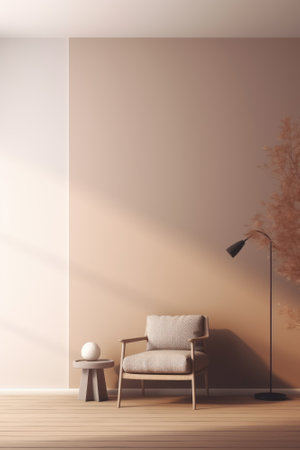 Living room interior background, nature. Created with Generative AI.の素材