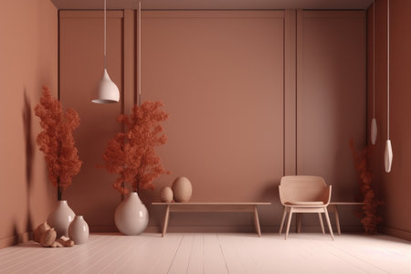 Living room interior background, nature. Created with Generative AI.の素材