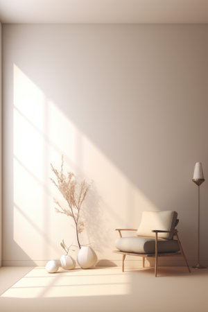 Living room interior background, nature. Created with Generative AI.の素材