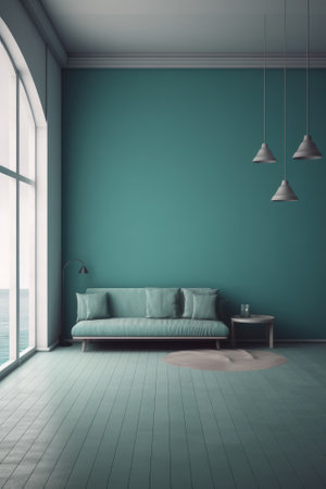 3D podium blue scene with cloud sky background, abstract background 3d rendering geometric shape blue pastel color. Stage for show cosmetic. Generative AI.の素材